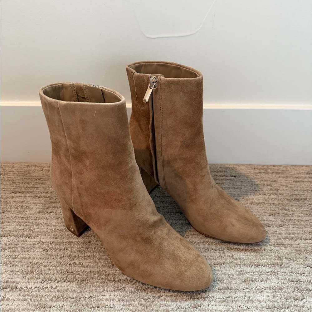 Sam Edelman Tan Suede Ankle Booties with Side Zip